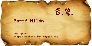 Bartó Milán névjegykártya